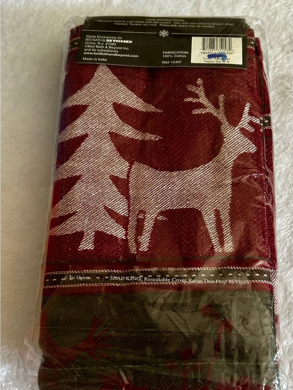 Heartland Plaid Holiday Napkin’s New in package Set of 4